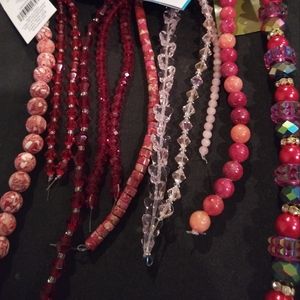 10 Strands of Red Beads gemstones glass new